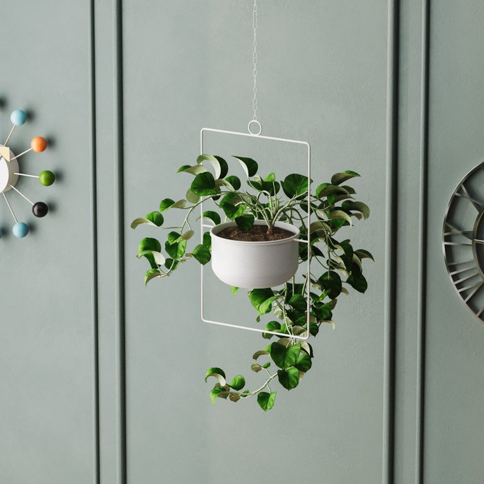 Aberto Design Parapet - Maceta decorativa blanca de metal